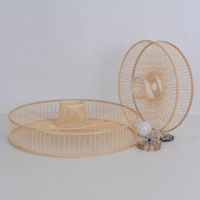 Round Pendulum Light Minimalist Bamboo Single-Bulb Bedroom Ceiling Pendant in Wood Clearhalo 'Ceiling Lights' 'Modern Pendants' 'Modern' 'Pendant Lights' 'Pendants' Lighting' 2415300