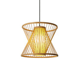 Nordic Conical Cage Hanging Light Bamboo 1-Light Dining Room Suspension Pendant Light in Wood Clearhalo 'Ceiling Lights' 'Modern Pendants' 'Modern' 'Pendant Lights' 'Pendants' Lighting' 2415306