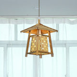 Japanese Pavilion Pendant Lighting Bamboo 1-Light Tea Room Hanging Ceiling Light in Wood Clearhalo 'Ceiling Lights' 'Modern Pendants' 'Modern' 'Pendant Lights' 'Pendants' Lighting' 2415331