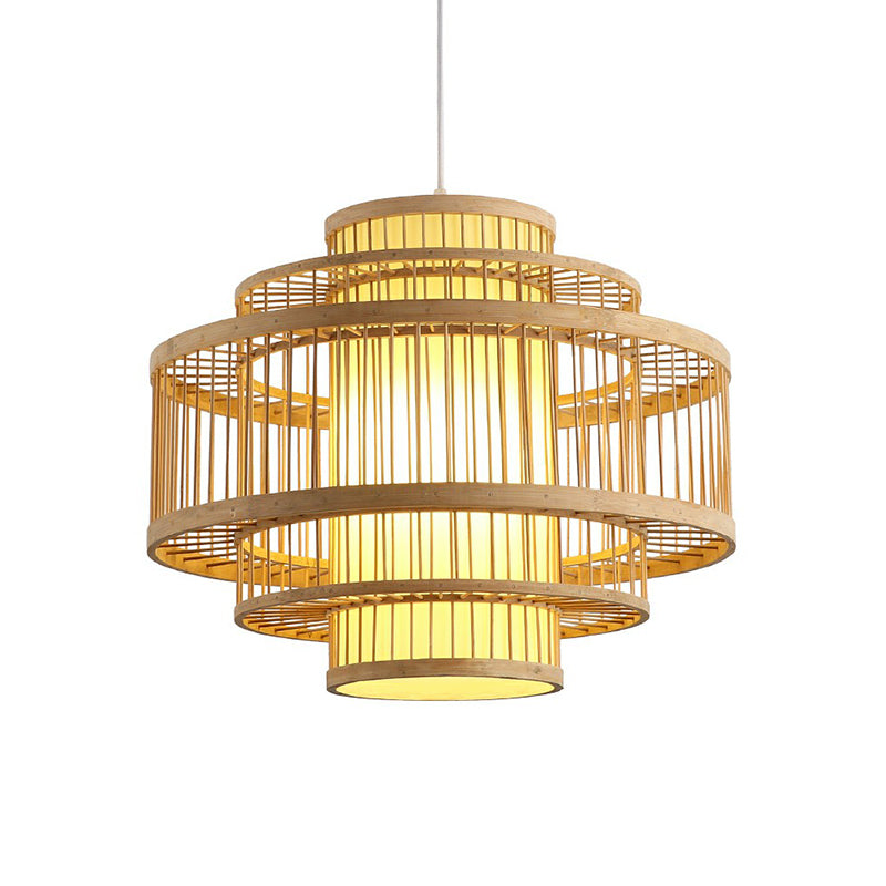 3-Shade Hanging Pendant Light Modern Bamboo Single Restaurant Ceiling Lamp in Wood Clearhalo 'Ceiling Lights' 'Modern Pendants' 'Modern' 'Pendant Lights' 'Pendants' Lighting' 2415344