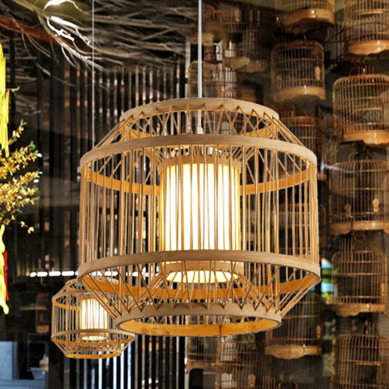 3-Shade Hanging Pendant Light Modern Bamboo Single Restaurant Ceiling Lamp in Wood Clearhalo 'Ceiling Lights' 'Modern Pendants' 'Modern' 'Pendant Lights' 'Pendants' Lighting' 2415347