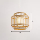 3-Shade Hanging Pendant Light Modern Bamboo Single Restaurant Ceiling Lamp in Wood Wood 16" Prismatic Clearhalo 'Ceiling Lights' 'Modern Pendants' 'Modern' 'Pendant Lights' 'Pendants' Lighting' 2415348