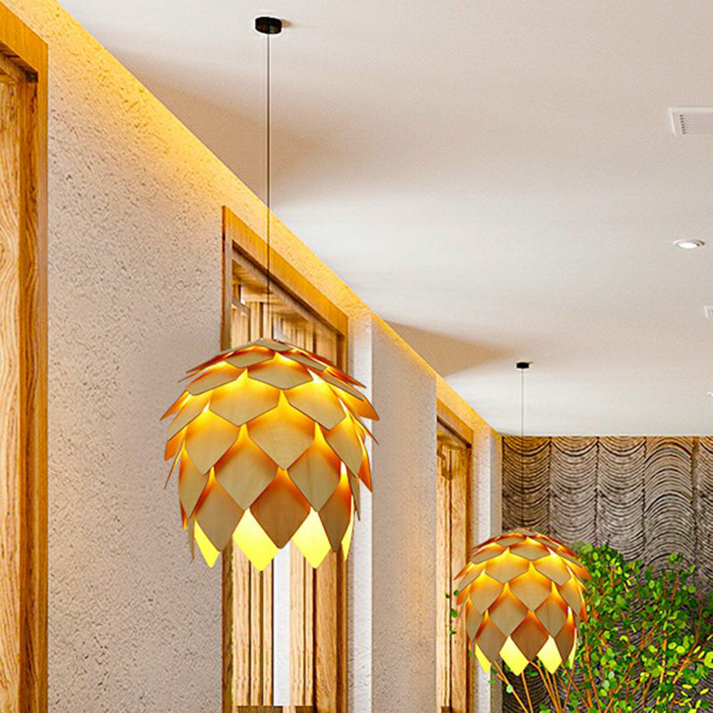 Hand-Worked Bamboo Hanging Light Fixture Asian 1 Bulb Wood Suspension Lamp for Tea Room Wood Branch Clearhalo 'Ceiling Lights' 'Modern Pendants' 'Modern' 'Pendant Lights' 'Pendants' Lighting' 2415356