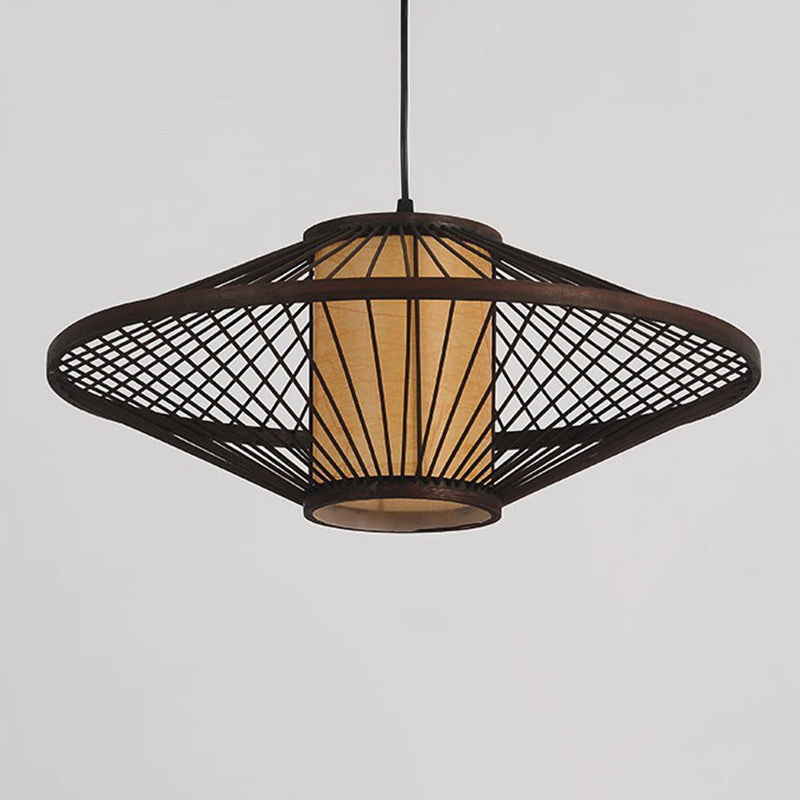 Coffee Cage Suspension Light Chinese Style 1-Light Bamboo Pendant Lighting Fixture Clearhalo 'Ceiling Lights' 'Modern Pendants' 'Modern' 'Pendant Lights' 'Pendants' Lighting' 2415363