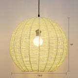 Sphere Shaped Rattan Suspension Light Minimalist 1 Head Pendant Ceiling Light for Restaurant Light Yellow 19.5" Clearhalo 'Ceiling Lights' 'Modern Pendants' 'Modern' 'Pendant Lights' 'Pendants' Lighting' 2415367