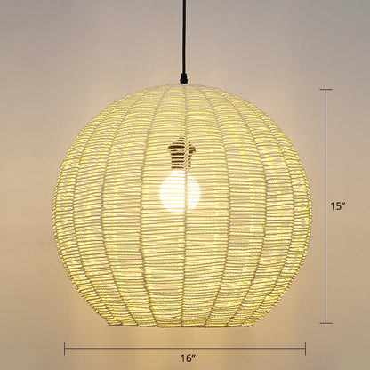 Sphere Shaped Rattan Suspension Light Minimalist 1 Head Pendant Ceiling Light for Restaurant Light Yellow 16" Clearhalo 'Ceiling Lights' 'Modern Pendants' 'Modern' 'Pendant Lights' 'Pendants' Lighting' 2415369