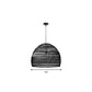 Domed Bedroom Ceiling Pendant Lamp Rattan 1-Head Rustic Suspension Light Fixture Black Small Round Clearhalo 'Ceiling Lights' 'Modern Pendants' 'Modern' 'Pendant Lights' 'Pendants' Lighting' 2415435