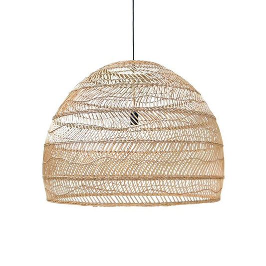 Domed Bedroom Ceiling Pendant Lamp Rattan 1-Head Rustic Suspension Light Fixture Clearhalo 'Ceiling Lights' 'Modern Pendants' 'Modern' 'Pendant Lights' 'Pendants' Lighting' 2415440