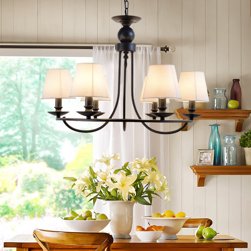 Conical Chandelier Country Style Fabric Pendant Lighting Fixture for Dining Room Clearhalo 'Ceiling Lights' 'Chandeliers' Lighting' options 2415455