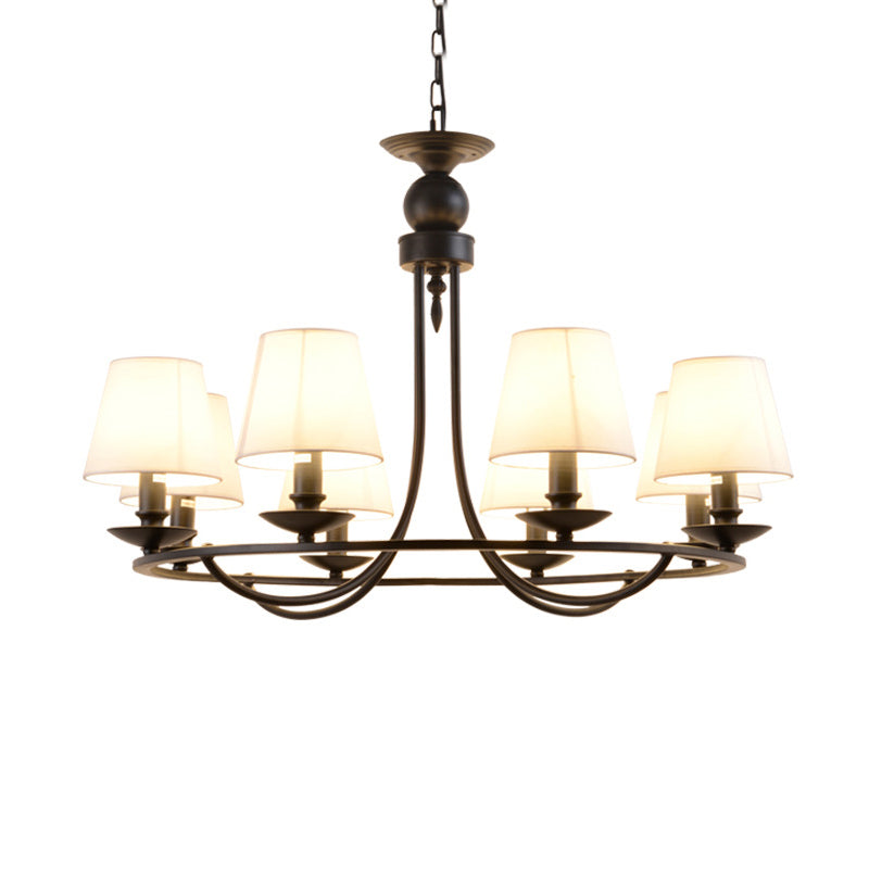 Conical Chandelier Country Style Fabric Pendant Lighting Fixture for Dining Room Clearhalo 'Ceiling Lights' 'Chandeliers' Lighting' options 2415457