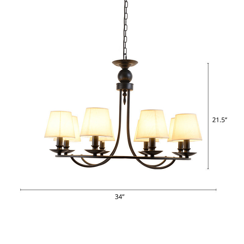 Conical Chandelier Country Style Fabric Pendant Lighting Fixture for Dining Room 8 Flaxen Clearhalo 'Ceiling Lights' 'Chandeliers' Lighting' options 2415459_279409a1-db3c-423c-8a64-a9acdf8c3ede