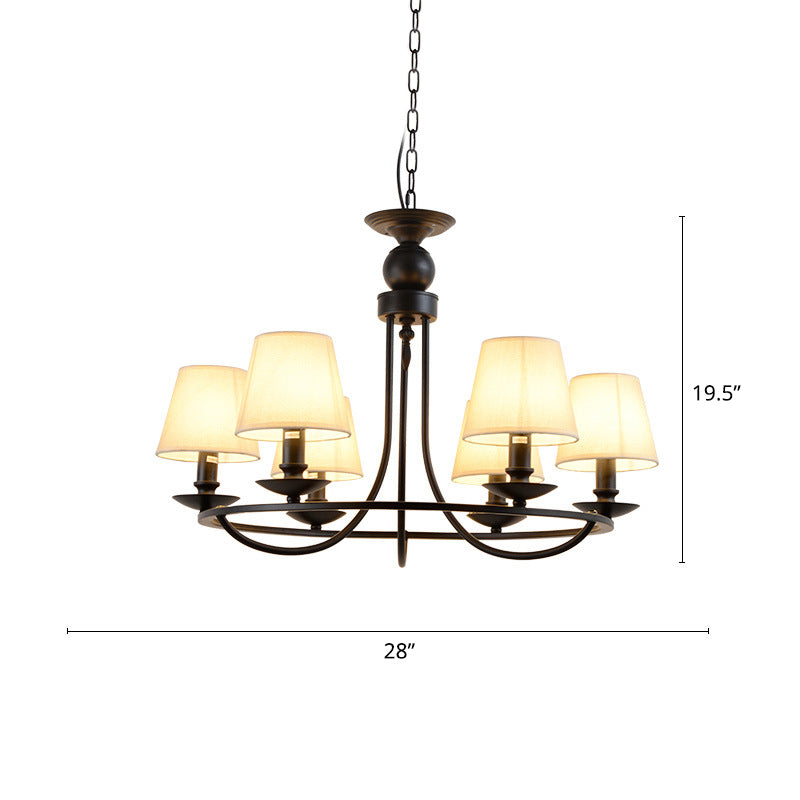 Conical Chandelier Country Style Fabric Pendant Lighting Fixture for Dining Room 6 Flaxen Clearhalo 'Ceiling Lights' 'Chandeliers' Lighting' options 2415461_20c49ea2-289c-4a08-87f2-77dd15e61ce8