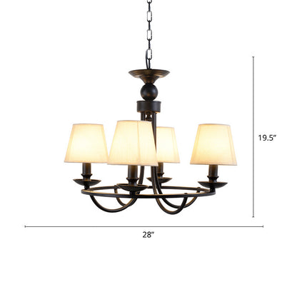 Conical Chandelier Country Style Fabric Pendant Lighting Fixture for Dining Room 4 Flaxen Clearhalo 'Ceiling Lights' 'Chandeliers' Lighting' options 2415463_932a1e23-1dc5-4008-aa32-3047c620d883