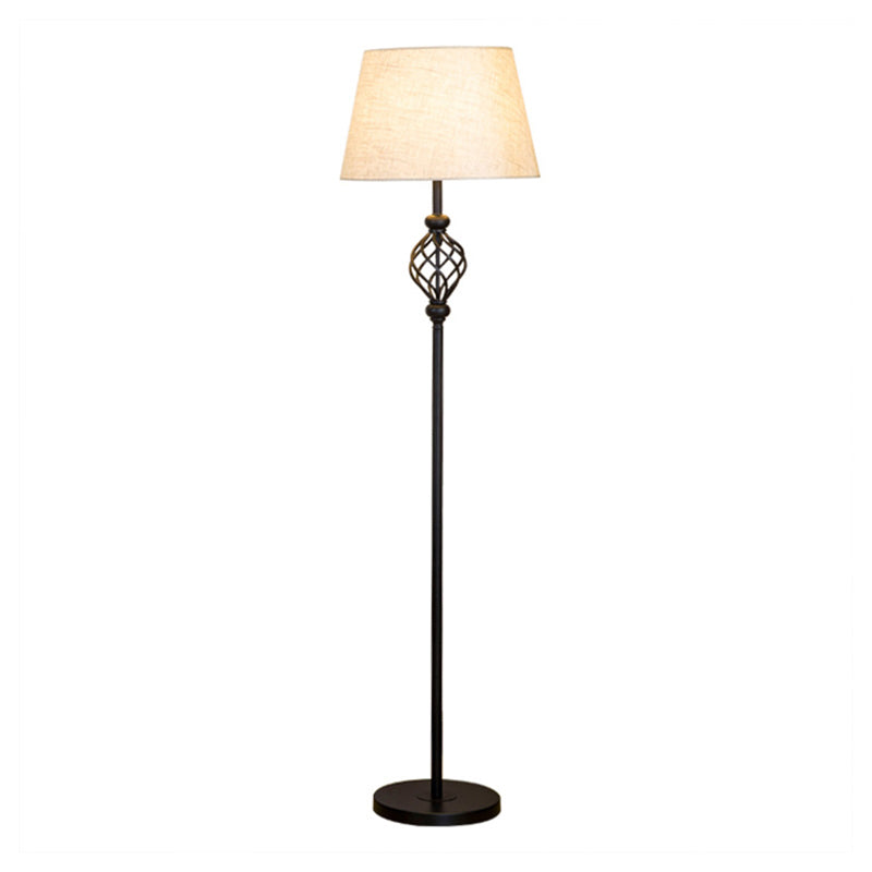 Retro Empire Shade Floor Lamp Single-Bulb Fabric Standing Light in Black with Foot Switch Clearhalo 'Floor Lamps' 'Lamps' Lighting' 2415488