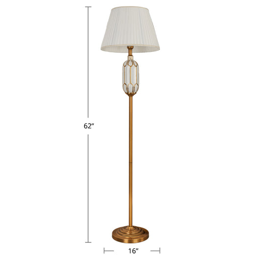 Empire Shade Living Room Floor Lamp Pleated Fabric Single Modern Floor Standing Light White Clearhalo 'Floor Lamps' 'Lamps' Lighting' 2415504