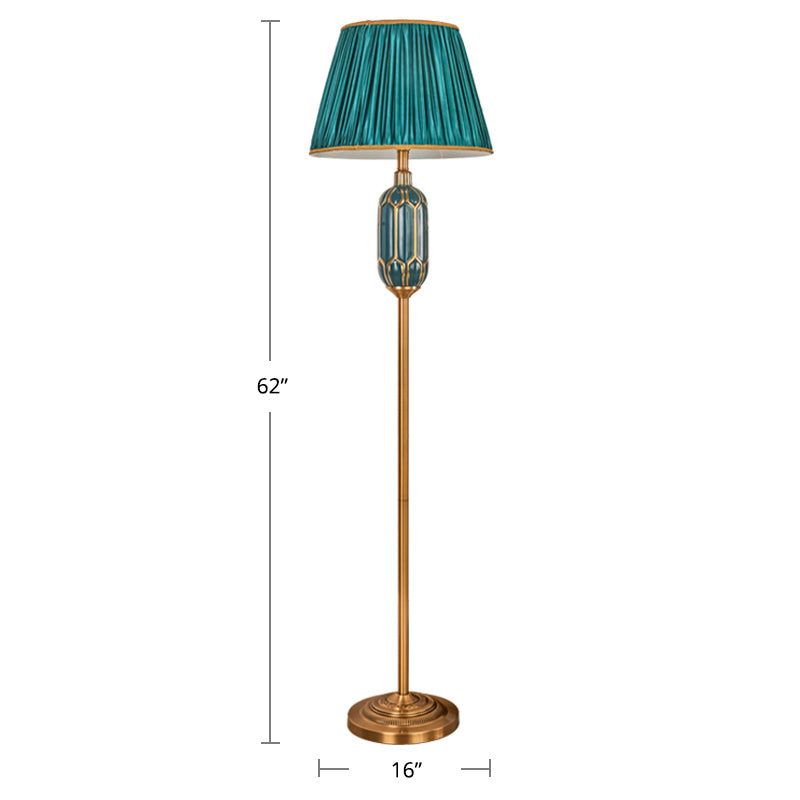 Empire Shade Living Room Floor Lamp Pleated Fabric Single Modern Floor Standing Light Green Clearhalo 'Floor Lamps' 'Lamps' Lighting' 2415505