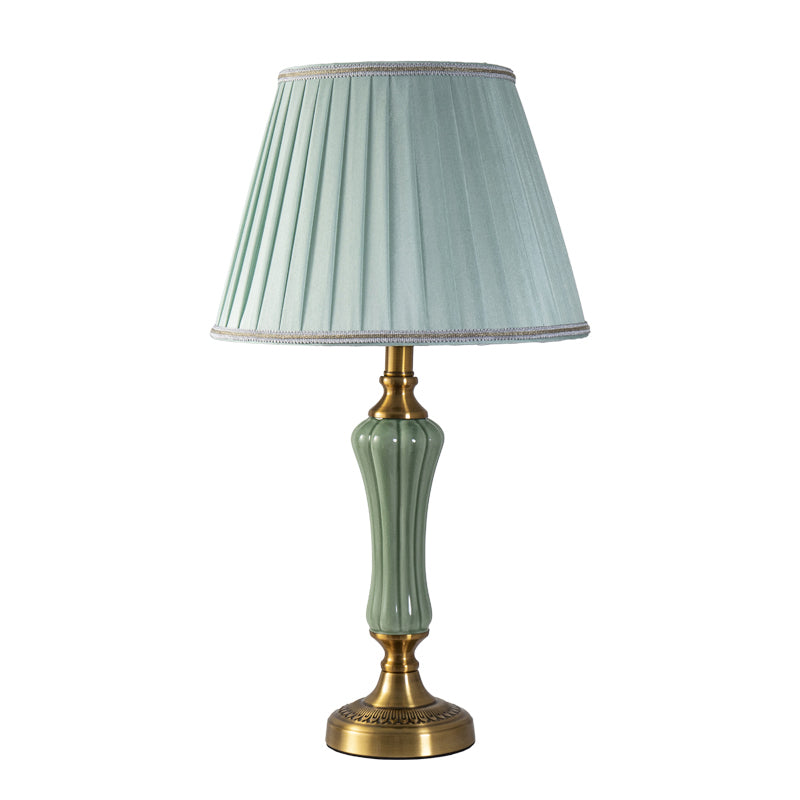 Empire Shade Table Light Modern Fabric 1-Bulb Light Green Nightstand Lamp with Border Clearhalo 'Lamps' 'Table Lamps' Lighting' 2415530