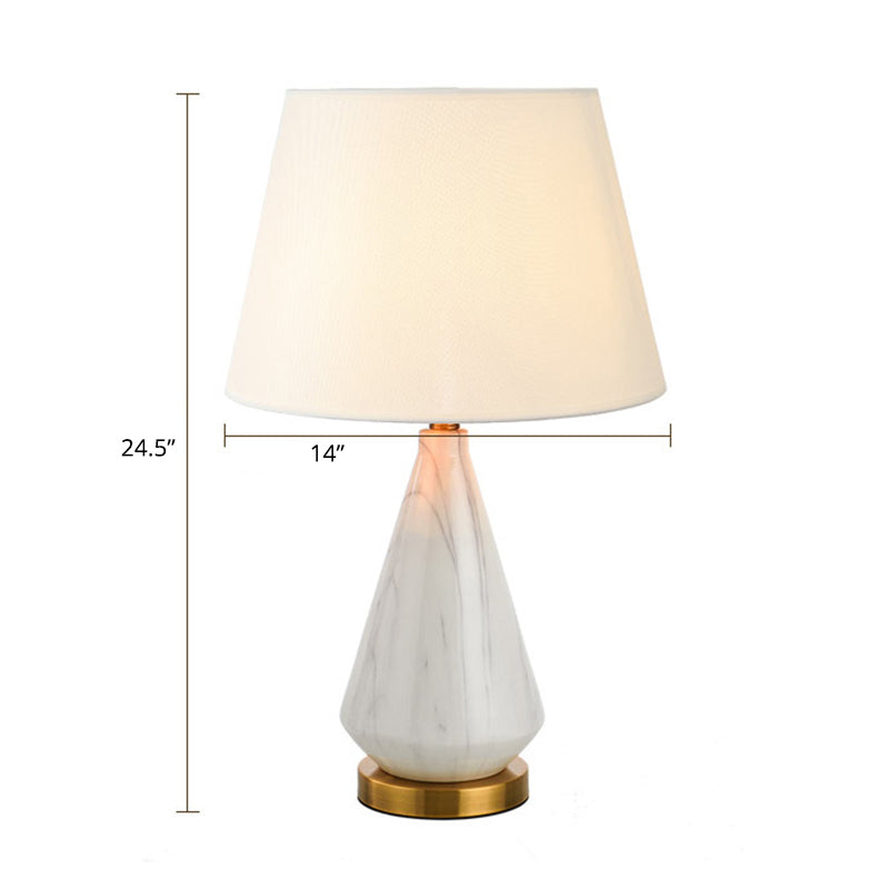 Ceramic Diamond Shaped Night Light Nordic Single Table Lamp with Fabric Empire Shade Clearhalo 'Lamps' 'Table Lamps' Lighting' 2415540