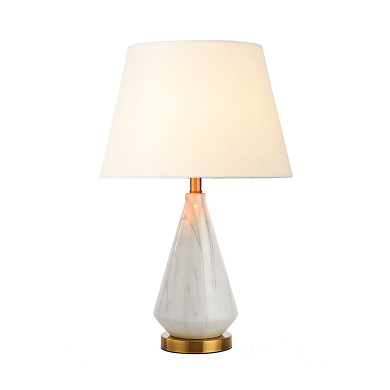 Ceramic Diamond Shaped Night Light Nordic Single Table Lamp with Fabric Empire Shade Clearhalo 'Lamps' 'Table Lamps' Lighting' 2415541