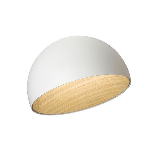 Minimalist Dome Flush Mount Lamp Metal Corridor LED Ceiling Flush Light with Wood Grain Inner Clearhalo 'Ceiling Lights' 'Close To Ceiling Lights' 'Close to ceiling' 'Flush mount' 'Industrial Flush Mount' Lighting' 2415596