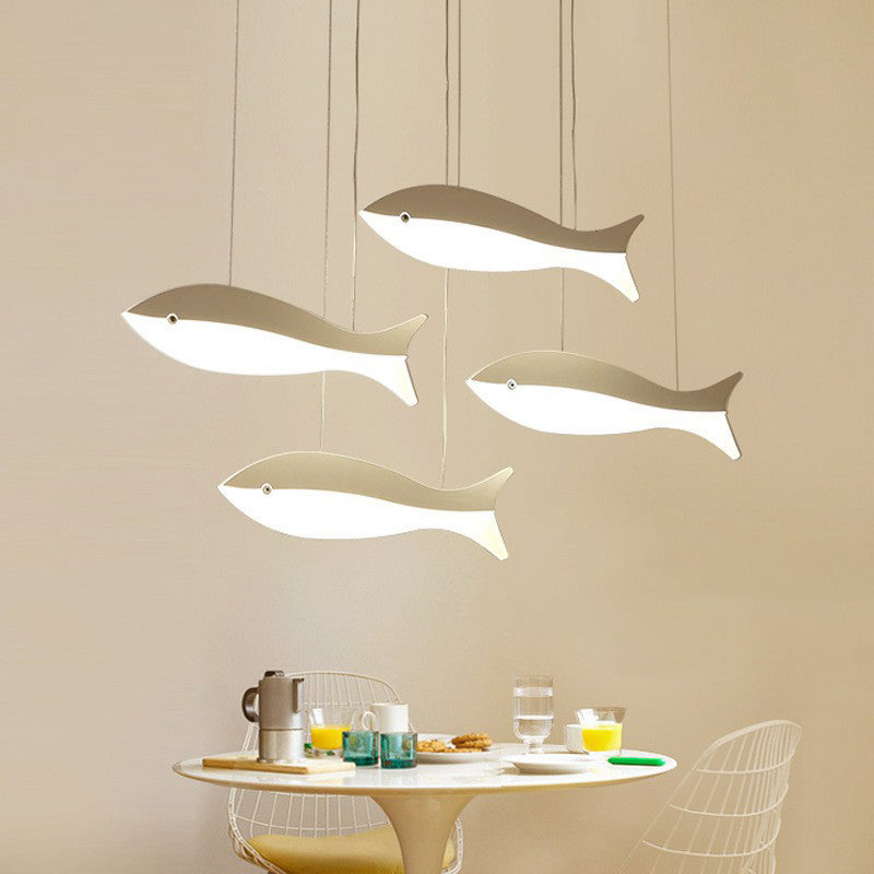White Fish Cluster Pendant Light Artistic Acrylic LED Ceiling Hang Lamp for Restaurant Clearhalo 'Art Deco Pendants' 'Cast Iron' 'Ceiling Lights' 'Ceramic' 'Crystal' 'Industrial Pendants' 'Industrial' 'Metal' 'Middle Century Pendants' 'Pendant Lights' 'Pendants' 'Tiffany' Lighting' 2415600