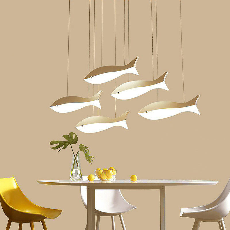 White Fish Cluster Pendant Light Artistic Acrylic LED Ceiling Hang Lamp for Restaurant Clearhalo 'Art Deco Pendants' 'Cast Iron' 'Ceiling Lights' 'Ceramic' 'Crystal' 'Industrial Pendants' 'Industrial' 'Metal' 'Middle Century Pendants' 'Pendant Lights' 'Pendants' 'Tiffany' Lighting' 2415601