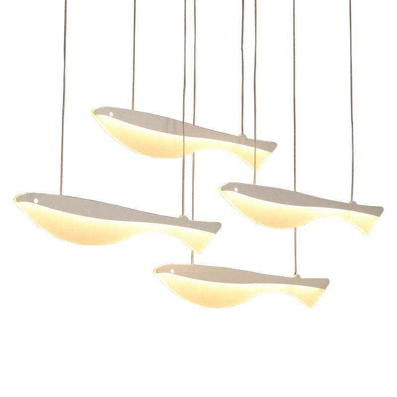 White Fish Cluster Pendant Light Artistic Acrylic LED Ceiling Hang Lamp for Restaurant Clearhalo 'Art Deco Pendants' 'Cast Iron' 'Ceiling Lights' 'Ceramic' 'Crystal' 'Industrial Pendants' 'Industrial' 'Metal' 'Middle Century Pendants' 'Pendant Lights' 'Pendants' 'Tiffany' Lighting' 2415602