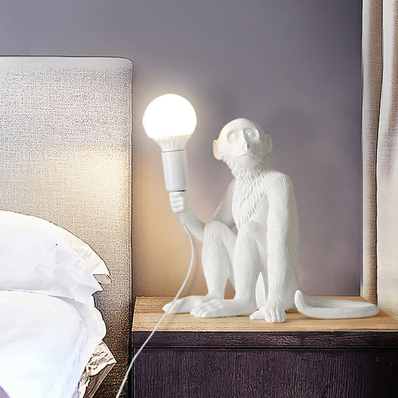Ape Monkey Resin Night Light Decorative 1 Head Table Lamp with Naked Bulb Design Clearhalo 'Lamps' 'Table Lamps' Lighting' 2415644