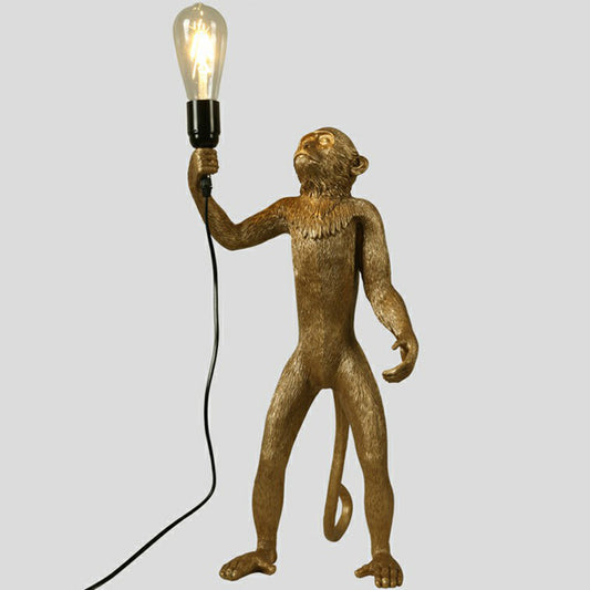 Ape Monkey Resin Night Light Decorative 1 Head Table Lamp with Naked Bulb Design Gold Standing Clearhalo 'Lamps' 'Table Lamps' Lighting' 2415645