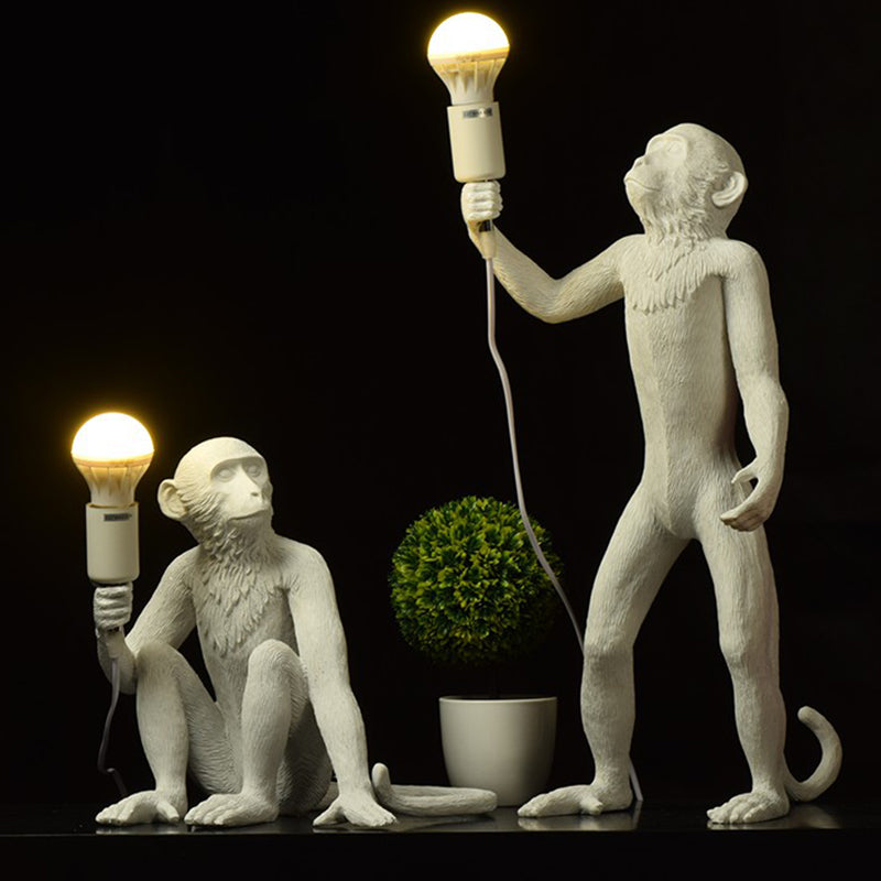 Ape Monkey Resin Night Light Decorative 1 Head Table Lamp with Naked Bulb Design Clearhalo 'Lamps' 'Table Lamps' Lighting' 2415648
