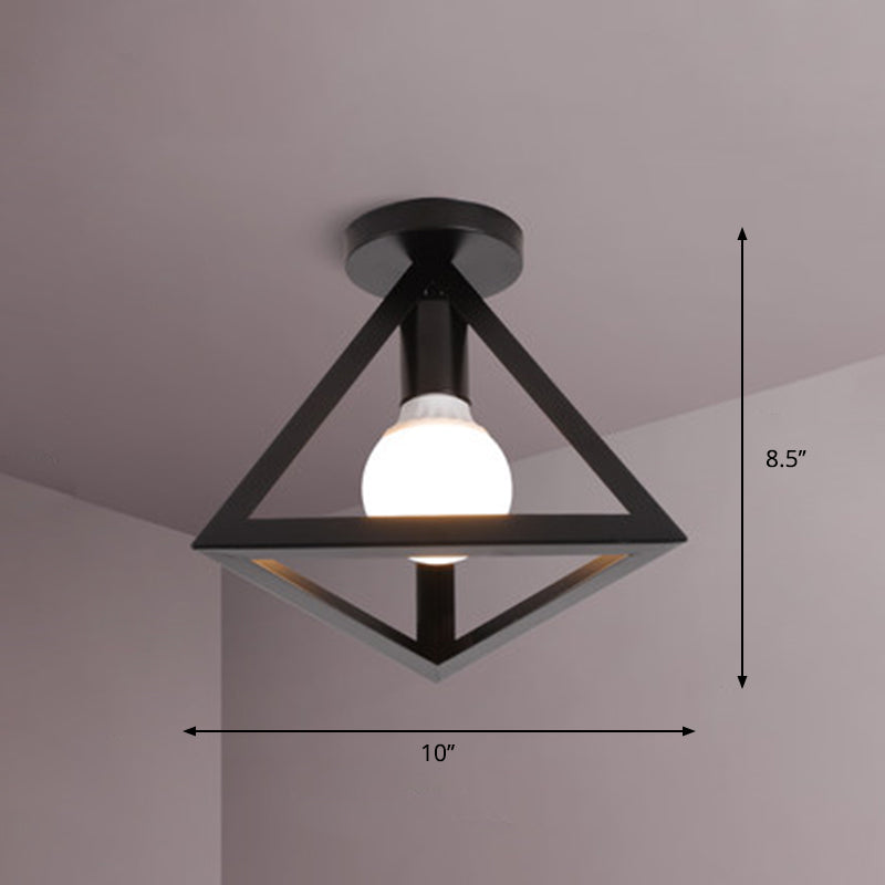 Metal Triangular Semi Flush Light Industrial 1 Head Aisle Flush Mount Ceiling Fixture Clearhalo 'Ceiling Lights' 'Close To Ceiling Lights' 'Close to ceiling' 'Semi-flushmount' Lighting' 2415694