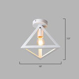 Metal Triangular Semi Flush Light Industrial 1 Head Aisle Flush Mount Ceiling Fixture White Clearhalo 'Ceiling Lights' 'Close To Ceiling Lights' 'Close to ceiling' 'Semi-flushmount' Lighting' 2415695