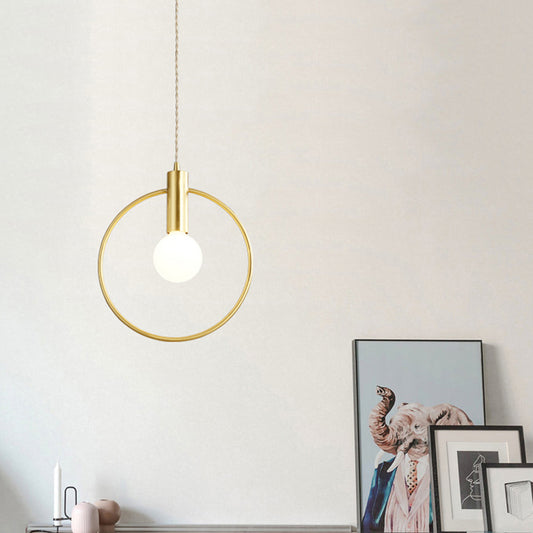 1 Bulb Ring Pendulum Light Minimalist Gold Finish Metal Pendant Lamp for Bedroom Clearhalo 'Art Deco Pendants' 'Cast Iron' 'Ceiling Lights' 'Ceramic' 'Crystal' 'Industrial Pendants' 'Industrial' 'Metal' 'Middle Century Pendants' 'Pendant Lights' 'Pendants' 'Tiffany' Lighting' 2415711
