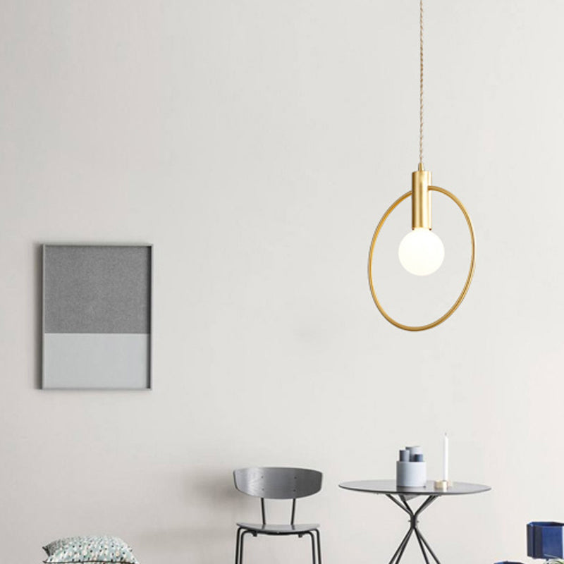 1 Bulb Ring Pendulum Light Minimalist Gold Finish Metal Pendant Lamp for Bedroom Clearhalo 'Art Deco Pendants' 'Cast Iron' 'Ceiling Lights' 'Ceramic' 'Crystal' 'Industrial Pendants' 'Industrial' 'Metal' 'Middle Century Pendants' 'Pendant Lights' 'Pendants' 'Tiffany' Lighting' 2415712