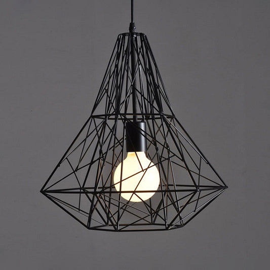 Loft Wire Cage Pendant Lighting 1 Head Metal Ceiling Suspension Lamp in Black for Restaurant Clearhalo 'Art Deco Pendants' 'Black' 'Cast Iron' 'Ceiling Lights' 'Ceramic' 'Crystal' 'Industrial Pendants' 'Industrial' 'Metal' 'Middle Century Pendants' 'Pendant Lights' 'Pendants' 'Rustic Pendants' 'Tiffany' Lighting' 2415713