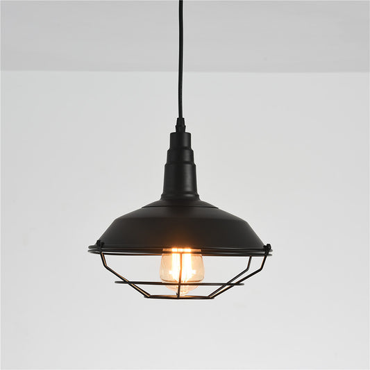 Black 1-Light Hanging Pendant Farmhouse Metal Barn Shaped Ceiling Lamp with Tapered Cage Clearhalo 'Art Deco Pendants' 'Black' 'Cast Iron' 'Ceiling Lights' 'Ceramic' 'Crystal' 'Industrial Pendants' 'Industrial' 'Metal' 'Middle Century Pendants' 'Pendant Lights' 'Pendants' 'Rustic Pendants' 'Tiffany' Lighting' 2415734