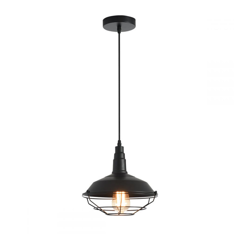 Black 1-Light Hanging Pendant Farmhouse Metal Barn Shaped Ceiling Lamp with Tapered Cage Clearhalo 'Art Deco Pendants' 'Black' 'Cast Iron' 'Ceiling Lights' 'Ceramic' 'Crystal' 'Industrial Pendants' 'Industrial' 'Metal' 'Middle Century Pendants' 'Pendant Lights' 'Pendants' 'Rustic Pendants' 'Tiffany' Lighting' 2415737