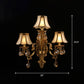 3 Heads Scalloped Wall Lighting Traditional Brass Finish Frosted Glass Sconce with Crystal Deco Clearhalo 'Wall Lamps & Sconces' 'Wall Lights' Lighting' 2415770