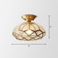 Colonial Style Geometric Ceiling Lamp 1 Bulb Transparent Glass Semi Flush Light in Brass Brass Oval Clearhalo 'Ceiling Lights' 'Close To Ceiling Lights' 'Close to ceiling' 'Semi-flushmount' Lighting' 2415818