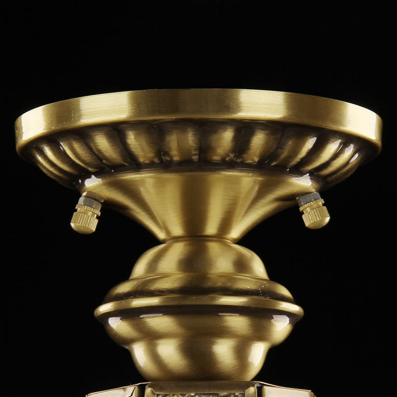Bronze 1-Light Semi Flush Light Fixture Antiqued Textured Glass Pear Shaped Ceiling Lamp Clearhalo 'Ceiling Lights' 'Close To Ceiling Lights' 'Close to ceiling' 'Semi-flushmount' Lighting' 2415822
