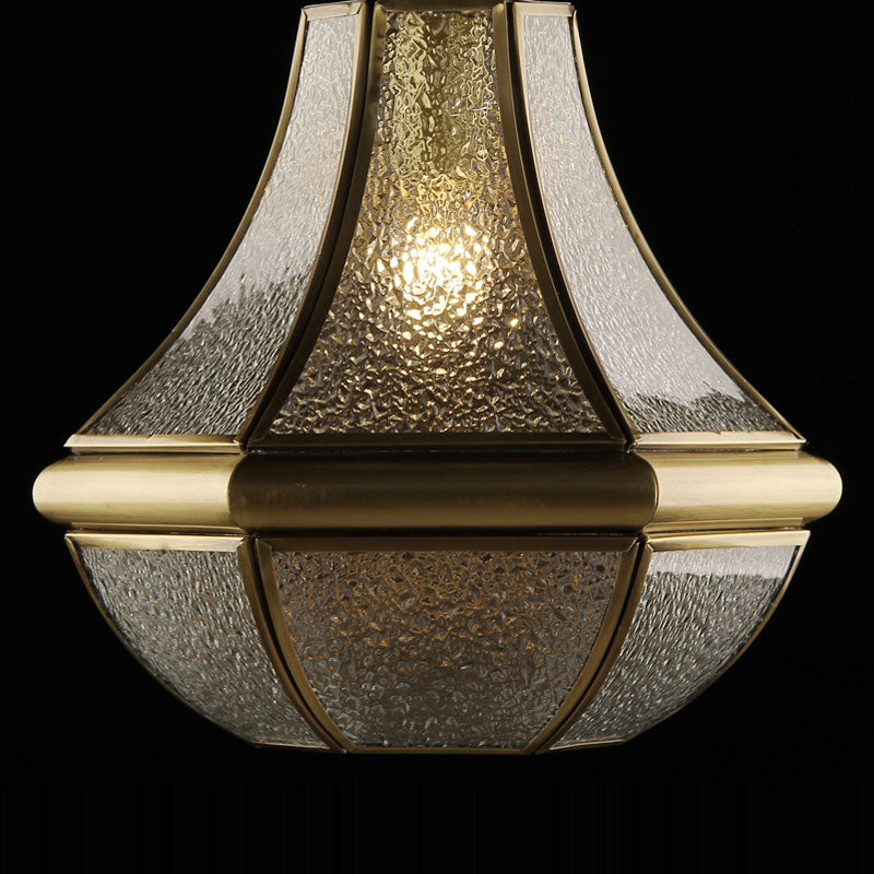 Bronze 1-Light Semi Flush Light Fixture Antiqued Textured Glass Pear Shaped Ceiling Lamp Clearhalo 'Ceiling Lights' 'Close To Ceiling Lights' 'Close to ceiling' 'Semi-flushmount' Lighting' 2415823