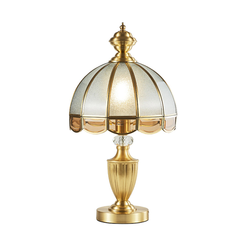 Bronze Hemispherical Night Light Colonial Frosted Glass 1-Light Bedroom Table Lamp Clearhalo 'Lamps' 'Table Lamps' Lighting' 2415829