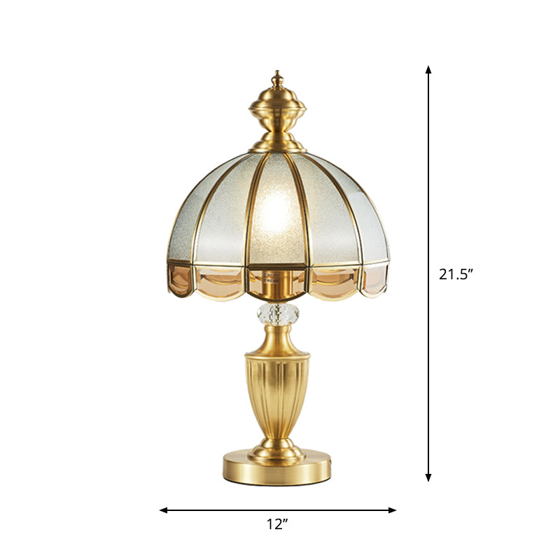 Bronze Hemispherical Night Light Colonial Frosted Glass 1-Light Bedroom Table Lamp Clearhalo 'Lamps' 'Table Lamps' Lighting' 2415830