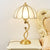 Single Umbrella Shaped Table Light Traditional Brass Cream Glass Nightstand Lamp Brass Clearhalo 'Lamps' 'Table Lamps' Lighting' 2415831