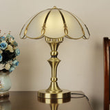 Brass Flower Nightstand Lamp Minimalist Opal Frosted Glass Single Bedroom Table Light Clearhalo 'Lamps' 'Table Lamps' Lighting' 2415847