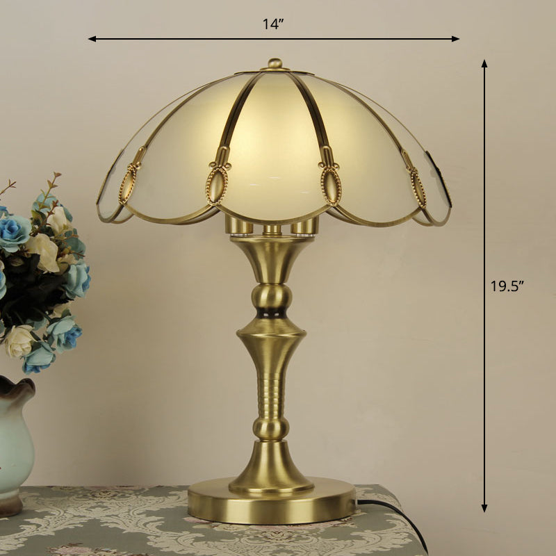 Brass Flower Nightstand Lamp Minimalist Opal Frosted Glass Single Bedroom Table Light Clearhalo 'Lamps' 'Table Lamps' Lighting' 2415849