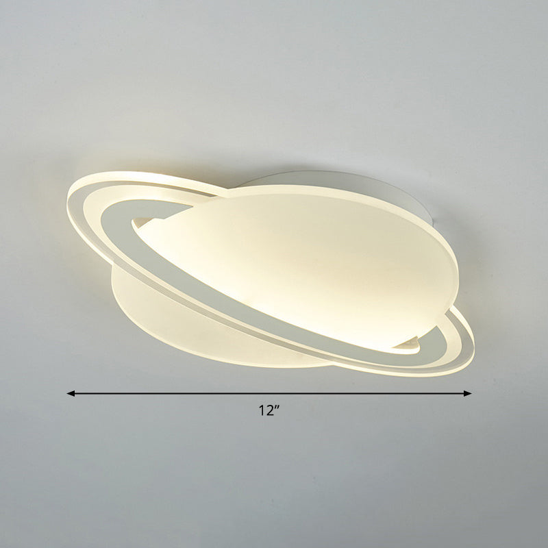 Kids Planet Shaped Flush Mount Acrylic Bedroom LED Ceiling Mounted Light in White White 12" Warm Clearhalo 'Ceiling Lights' 'Close To Ceiling Lights' 'Close to ceiling' 'Flush mount' Lighting' 2415865
