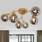 Grape Shape Semi Flush Lamp Modernist Amber/Smoky/Cream Glass 6/12 Lights Gold Led Semi Flush Mount Light Fixture 6 Smoke Gray Clearhalo 'Ceiling Lights' 'Chandeliers' 'Close To Ceiling Lights' 'Close to ceiling' 'Glass shade' 'Glass' 'Semi-flushmount' Lighting' 241587
