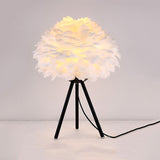 Minimalistic Spherical Night Lamp Feather 1-Head Bedside Table Light with Tripod Black Clearhalo 'Lamps' 'Table Lamps' Lighting' 2415927