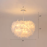 Goose Feather Dome Ceiling Light Fixture Simplicity White Hanging Pendant for Bedroom White 18" Clearhalo 'Ceiling Lights' 'Modern Pendants' 'Modern' 'Pendant Lights' 'Pendants' Lighting' 2415945